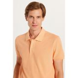 Tudors Erkek Slim Fit Polo Yaka Tişört,%100 Pamuk, Turuncu, XL
