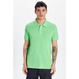 Tudors Erkek Slim Fit Polo Yaka Tişört,%100 Pamuk, Yosun Yeşili, XL