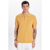 Tudors Erkek Slim Fit Polo Yaka Tişört,%100 Pamuklu, Sarı, 2XL