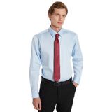 Tudors Erkek Slim Fit Premium Likralı Pamuk Saten Gömlek,Açık Mavi Xl