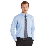 Tudors Erkek Slim Fit Premium Likralı Pamuk Saten Gömlek,Mavi Xl