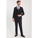 Tudors Erkek Slim Fit Siyah Esnek Likralı Kumaş Sivri Yaka Yelekli Takım Elbise - 6 Drop - 56