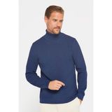 Tudors Erkek Slim Fit Tam Balıkçı Yaka Tüylenme Yapmayan Lacivert Triko Kazak