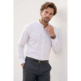 Tudors Erkek Slim Fit Uzun Kollu%100 Pamuk Keten Doku Çizgili Hakim Yaka Gömlek, Bej, XL