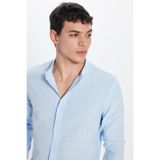 Tudors Erkek Slim Fit Uzun Kollu%100 Pamuk Keten Doku Hakim Yaka Gömlek