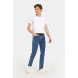 Tudors Erkek Slim Fit Yıkamalı Taşlamalı Esnek Kot Düz Paça Tapered Pantolon,Açık Mavi 32