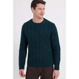 Tudors Erkek Standart Fit Normal Kesim Bisiklet Yaka Desenli Kazak,yeşil 2Xl, XXL