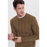 Tudors Erkek Standart Fit Normal Kesim Bisiklet Yaka Desenli Vizon Kazak - XL