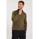 Tudors Erkek Standart Fit Normal Kesim Bisiklet Yaka Haki Triko Kazak - XL