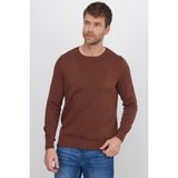 Tudors Erkek Standart Fit Normal Kesim Bisiklet Yaka Petek Desenli Kahve Triko Kazak - Kahverengi - 2XL