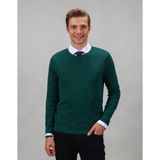 Tudors Erkek Standart Fit Normal Kesim Bisiklet Yaka Petek Desenli Yeşil Triko Kazak - 2XL