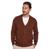 Tudors Erkek Standart Fit Normal Kesim Düğmeli Düz Pamuklu Kahverengi Hırka - XL