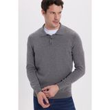 Tudors Erkek Standart Fit Normal Kesim Pamuklu Polo Yaka Gri Kazak - 2XL