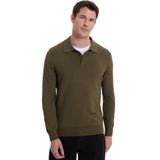 Tudors Erkek Standart Fit Normal Kesim Pamuklu Polo Yaka Haki Kazak - 2XL