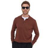 Tudors Erkek Standart Fit Normal Kesim Pamuklu Polo Yaka Kahverengi Kazak - XL