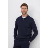 Tudors Erkek Standart Fit Normal Kesim Pamuklu Polo Yaka Lacivert Kazak - XL
