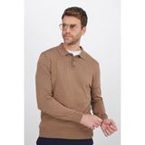 Tudors Erkek Standart Fit Normal Kesim Pamuklu Polo Yaka Vizon Kazak - 2XL