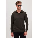 Tudors Erkek Standart Fit Normal Kesim Polo V Yaka Gri Triko Kazak - 2XL