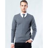 Tudors Erkek Standart Fit Normal Kesim V Yaka Pamuklu Gri Triko Kazak - 2XL