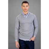 Tudors Erkek Standart Fit Normal Kesim V Yaka Pamuklu Gri Triko Kazak - XL