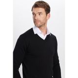 Tudors Erkek Standart Fit Normal Kesim V Yaka Pamuklu Siyah Triko Kazak - 2XL