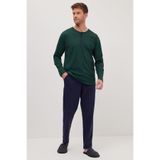 Tudors Erkek Standart Fit Normal Kesim%100 Pamuk Bisiklet Yaka Beli Lastikli Pijama Takımı,Lacivert S 2007004407390