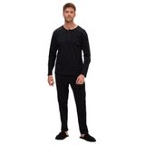 Tudors Erkek Standart Fit Normal Kesim%100 Pamuk Bisiklet Yaka Beli Lastikli Pijama Takımı,Siyah M 2007004407482