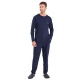 Tudors Erkek Standart Fit%100 Pamuk Bisiklet Yaka Beli Lastikli Pijama Takımı,Lacivert M 2007004408038