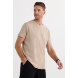 TUDORS Erkek Unisex Relax Fit Rahat Kesim%100 Pamuk Yumuşak Dokulu Bisiklet Yaka Tişört, S, TS240020-CPP, Bej, Unisex Yetişkin