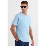 TUDORS Erkek Unisex Relax Fit Rahat Kesim%100 Pamuk Yumuşak Dokulu Bisiklet Yaka Tişört, XXL, TS240020-CPP, Mavi, Unisex Yetişkin