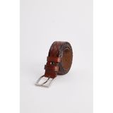 Tudors Erkek%100 Hakiki Deri 3 5 Cm Desenli Klasik Kahverengi Kemer,Bordo M