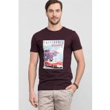 Tudors Gri Bisiklet Yaka Baskılı Erkek T-shirt