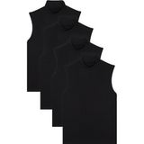 Tudors Kadın 4'lü Paket Siyah Regular Fit Kesim Viskon Kumaş Balıkçı Yaka Sıfır Kol Bluz - 2XL