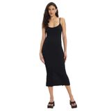 Tudors Kadın Midi Gündelik Elbise Slim Fit Vücuda Oturan Askılı Likralı Midi Boy