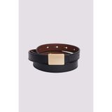 Tudors Kadın Minimalist Gold Tokalı 110 cm Standart Siyah Kemer