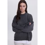 Tudors Kadın Oversize Geniş Kesim Bisiklet Yaka antrasit Kazak - XL