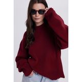 Tudors Kadın Oversize Geniş Kesim Bisiklet Yaka Bordo Kazak