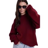 Tudors Kadın Oversize Geniş Kesim Bisiklet Yaka Kazak,Bordo M