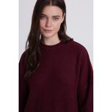 Tudors Kadın Oversize Geniş Kesim Örme Detaylı Bisiklet Yaka Bordo Kazak - L - XL