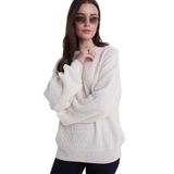Tudors Kadın Oversize Geniş Kesim Örme Detaylı Bisiklet Yaka Ekru Kazak - S - M