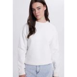 Tudors Kadın Oversize Geniş Kesim Pamuklu Bisiklet Yaka Ekru Sweatshirt - XL