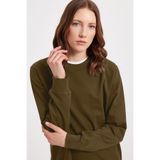 Tudors Kadın Oversize Sweatshirt,%100 Pamuk, Bisiklet Yaka, Haki
