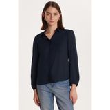 Tudors Kadın Relax Fit Rahat Kesim Krep Kumaş Ispanyol Manşet lacivert Düz Gömlek - 2XL