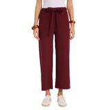 Tudors Kadın Relax Fit Rahat Kesim Lastikli Kuşak Bağlamalı Geniş Paça Pantolon,Bordo 46