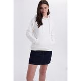 Tudors Kadın Relax Fit Rahat Kesim Pamuklu Kapüşonlu Kanguru Cepli Ekru Sweatshirt