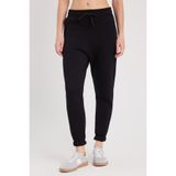 Tudors Kadın Relax Fit Rahat Kesim Şardonlu 3 Cepli Lastikli Jogger Paça Siyah Eşofman Altı
