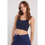 Tudors Kadın Slim Fit Dar Kesim Askılı Kare Yaka Lacivert Crop Atlet