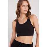Tudors Kadın Slim Fit Dar Kesim Askılı Kare Yaka Siyah Crop Atlet, 2XL