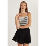 Tudors Kadın Slim Fit Dar Kesim İnce Askılı Çizgili Kare Yaka Body Atlet, M, KDN25288, Çok Renkli