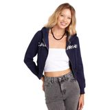 Tudors Kadın Slim Fit Dar Kesim Pamuklu Kapüşonlu Baskılı Hırka,Lacivert S